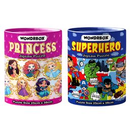 WONDRBOX Jigsaw Puzzle for Kids for Age 5 6 7 Years Boys and Girls | 60 Pieces | Size 15X10 Inches (Princess+Superhero)-image-88