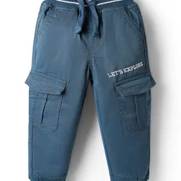 Babyhug Twill Woven Full Length Trouser Pant With Text Embriodery - Navy Blue-picture-17