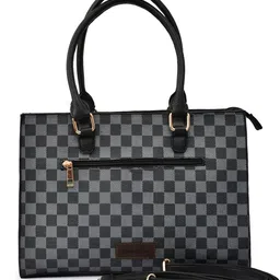 FOR THE BEAUTIFUL YOU Checked PU Structured Satchel image 3