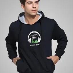 REYA Men Graphic Printed Full Sleeve Hooded Sweatshirt-picture-16