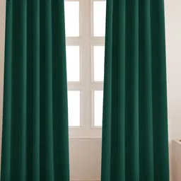 HOMEMONDE Green 2 Pieces Black Out Door Curtains-picture-1