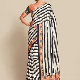 Moda Rapido Striped Silk Blend Designer Saree-picture-37