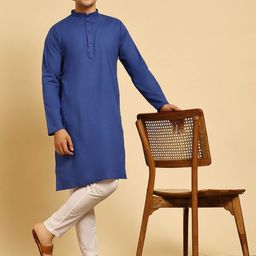 SKAVIJ Men Regular Pure Cotton Kurta with Pyjamas-image-75
