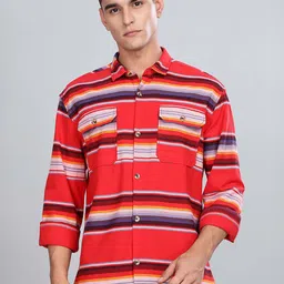 HERE&NOW Men Horizontal Stripes Opaque Striped Casual Shirt-picture-33
