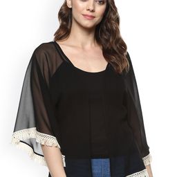 MABISH by Sonal Jain Black Solid Open Front Shrug-26