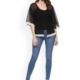 MABISH by Sonal Jain Black Solid Open Front Shrug image 5