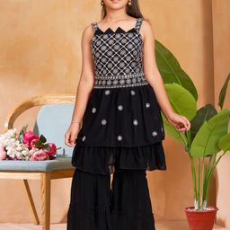 Aarika Girls Embroidered Regular Kurta with Sharara-image-39