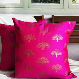 Pink Parrot Multicoloured Ethnic Motifs Square Cushion Covers-image-76