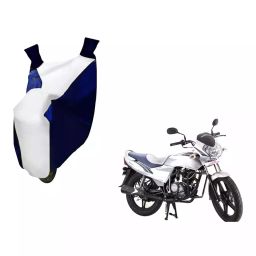 Auto Pearl Waterproof Two Wheeler Cover For LML Freedom LS (White & Blue)-image-96