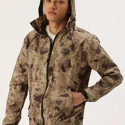 FIFTY TWO Abstract Printed Hooded Rain Jacket-image-20