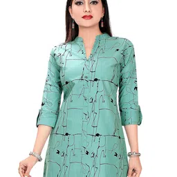 Meher Impex Print Mandarin Collar Top-61