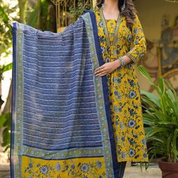 HETVI CREATION Women Ethnic Motifs Printed Regular Kurta with Trousers & With Dupatta-4
