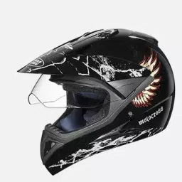 Studds N4 Black Medium (570 mm) Off Road-Full Face Helmet, Motocross D4 Decor With Visor-image-60