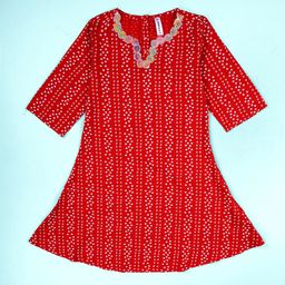 KiddoPanti Girls Bandhani Printed Bandhani Fusion A-Line Kurta-picture-4