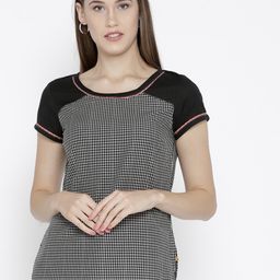 AURELIA Women Black Checked Pure Cotton Top-image-36