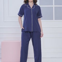 NEYSA Women Lapel Collar Pure Cotton Night suit-image-96