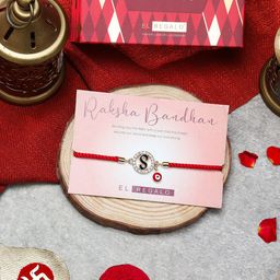 EL REGALO Stones Studded S Name Letter Rakhi With Roli Chawal & Card-image-83