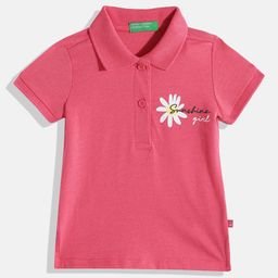 United Colors of Benetton Girls Floral Graphic Printed Polo Collar T-shirt-picture-17