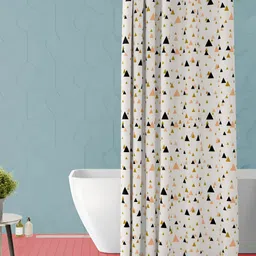 ArtzFolio Off White & Yellow Geometric Printed Waterproof Shower Curtain-picture-6