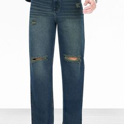 me Queen Men Wide Leg Mid-Rise Slash Knee Light Fade Jeans-image-103