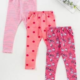 Babyhug Full Length Knit Lycra with Stretch Leggings Printed Pack of 3 - Multicolour-image-94