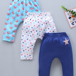 Babyhug Full Length Diaper Pants Star & Crab Print Pack of 3- Multicolor-picture-13