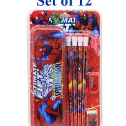 Asera Spiderman Themed Stationery Gift Pack Set of 12- Red-13