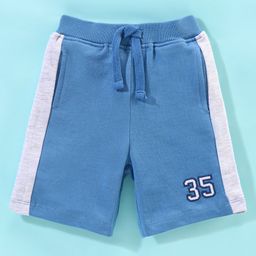 Babyhug Knit Knee Length Number Printed Shorts - Blue-image-8