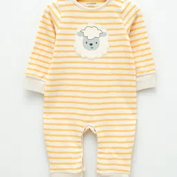 LC Waikiki Full Sleeves Rugby Striped & Baby Sheep Design Detailed Romper - Yellow-picture-22