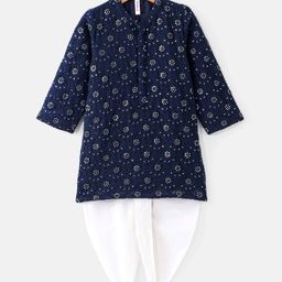 Babyhug Sequenced Embroidered Kurta With Solid Dhoti Set -Navy-image-32