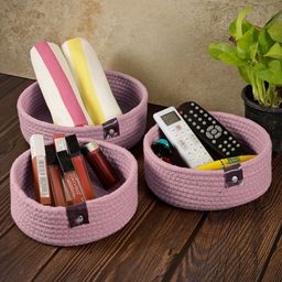 FABINALIV Set of 3Pink Solid Multipurpose Organisers-12