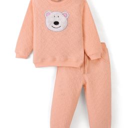 Doodle Poodle Full Sleeves Winter Wear Suit with Bear Patch -Light Orange-image-42