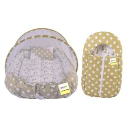 Kwitchy Baby Bedding Set for New Born Cushioned Mattress with Mosquito Net & Sleeping Bag Combo  Green-1