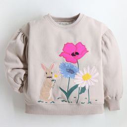 Cherry Crumble By Nitt Hyman Full Sleeves Floral Embroidered   Sweatshirt - Cream-picture-21