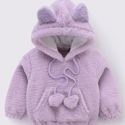 Kookie Kids Full Sleeves Fur Hoodie with Kangaroo Pocket - Purple-image-91