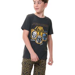 Pine Kids Lucas Cotton Knit Half Sleeve  T-Shirt & Shorts Set with Star Wars Graphics - Grey-image-99