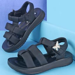 Oh! Pair Sandals With Velcro Closure & Butterfly Applique -  Black-image-22