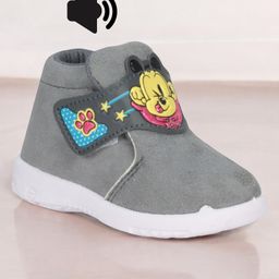 Lil Lollipop Mouse Patched Detailed Velcro Closure Musical Shoes - Grey-image-60