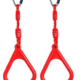 REZNOR 2 Heavy Duty Triangle Rings Set with Locking Delta Quick Links for Indoor Outdoor Jungle Gym Playground Play Set, Red-4