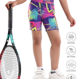 Pine Active Cycling Shorts With Abstract Print - Purple-image-24