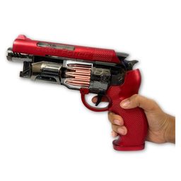 Kids Mandi Luxury Metallic Pistal Toy Light Music Gun, Moving Barril & Cylinder Rotation - Red-11