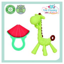 The Cheeky Kidzz Baby Soft Silicone Giraffe Shape Teething Toy With Fruit Molar Teether (MULTI-COLOURS)-17