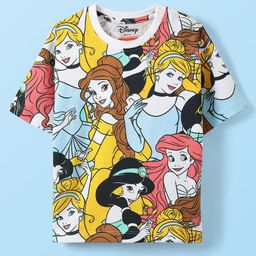 Babyhug Disney Single Jersey Knit Half Sleeves T-Shirt with Disney Princess Graphics - Multicolor-image-85