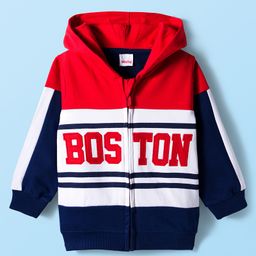 Babyhug Cotton Knit Full Sleeves Hooded Sweatjacket With Boston Embroidery - Multicolor-picture-48