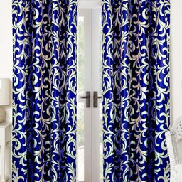 Lunar Days Blue 2 Pieces Printed Room Darkening Long Door Curtain-31