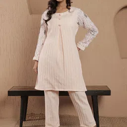 SRIHA Striped Pure Cotton Round Neck Tunic & Trousers-38