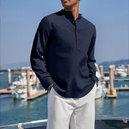 Fifth U Men Navy Blue Kurta-image-61