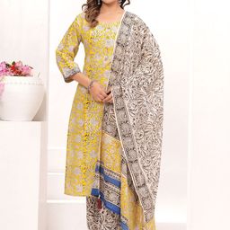 VASUPRADA Women Floral Printed Regular Kurta with Trousers & With Dupatta-28