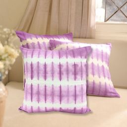 SLEEPY THREADS 3 Pieces Purple & White Abstract Square Cotton Cushion Covers-image-2