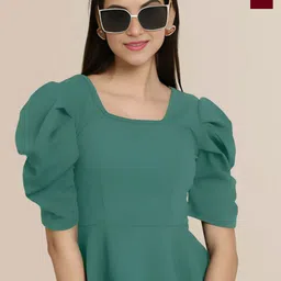 Mast & Harbour Women Pack Of 2 Puff Sleeves Peplum Top-picture-47